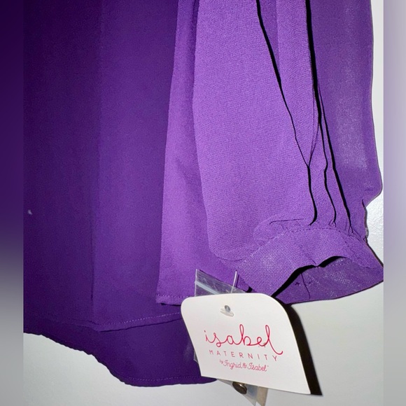 Isabel Maternity xxl Purple Blouse -Keyhole Back w/ Sheer Panel Sleeves - Picture 5 of 6